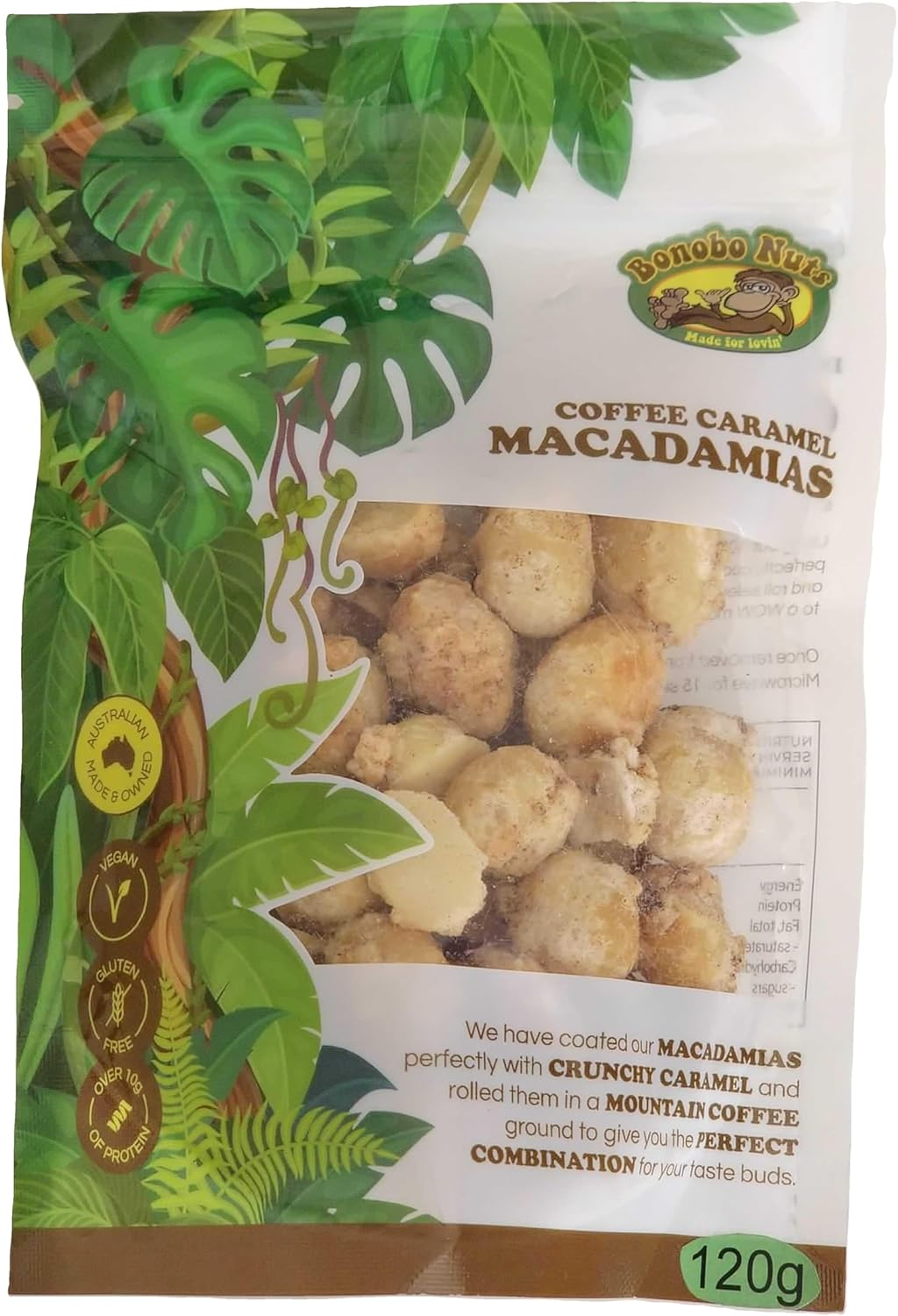 Coffee Caramel Macadamias - 120G - Kettle Roasted image number 1