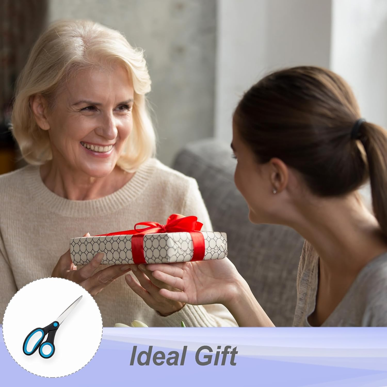 Left Handed Scissors for Adults, 8 Inch Stainless Steel Lefty Scissors, All Purpose Sharp Blade Shears, Soft Comfort-Grip Handles Blunt, for Office, Craft, Sewing, Arts, School, Home, 2-Pack image number 2