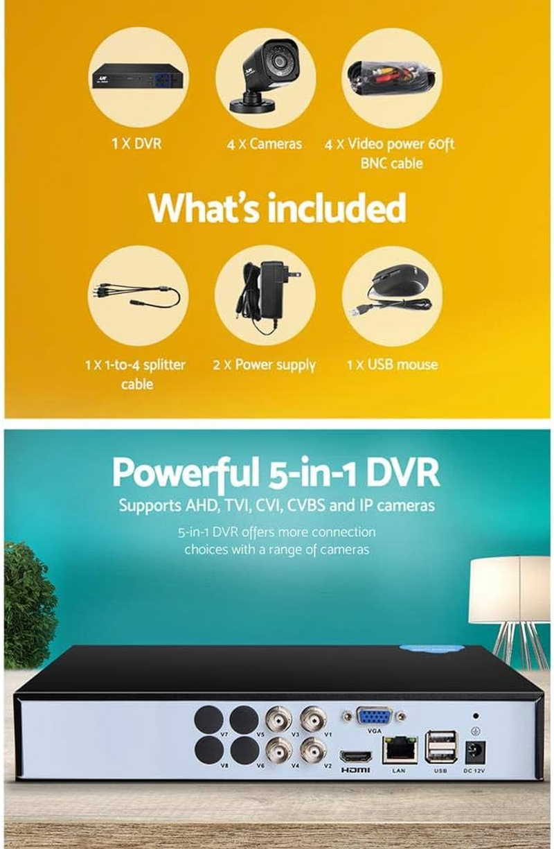 UL-TECH 4CH Wired Security Camera System - 4Pcs 1080P CCTV Square Cameras with H.264+ Compression, IP66, Smart Motion Detection & Email Alerts, Support P2P Remote image number 3