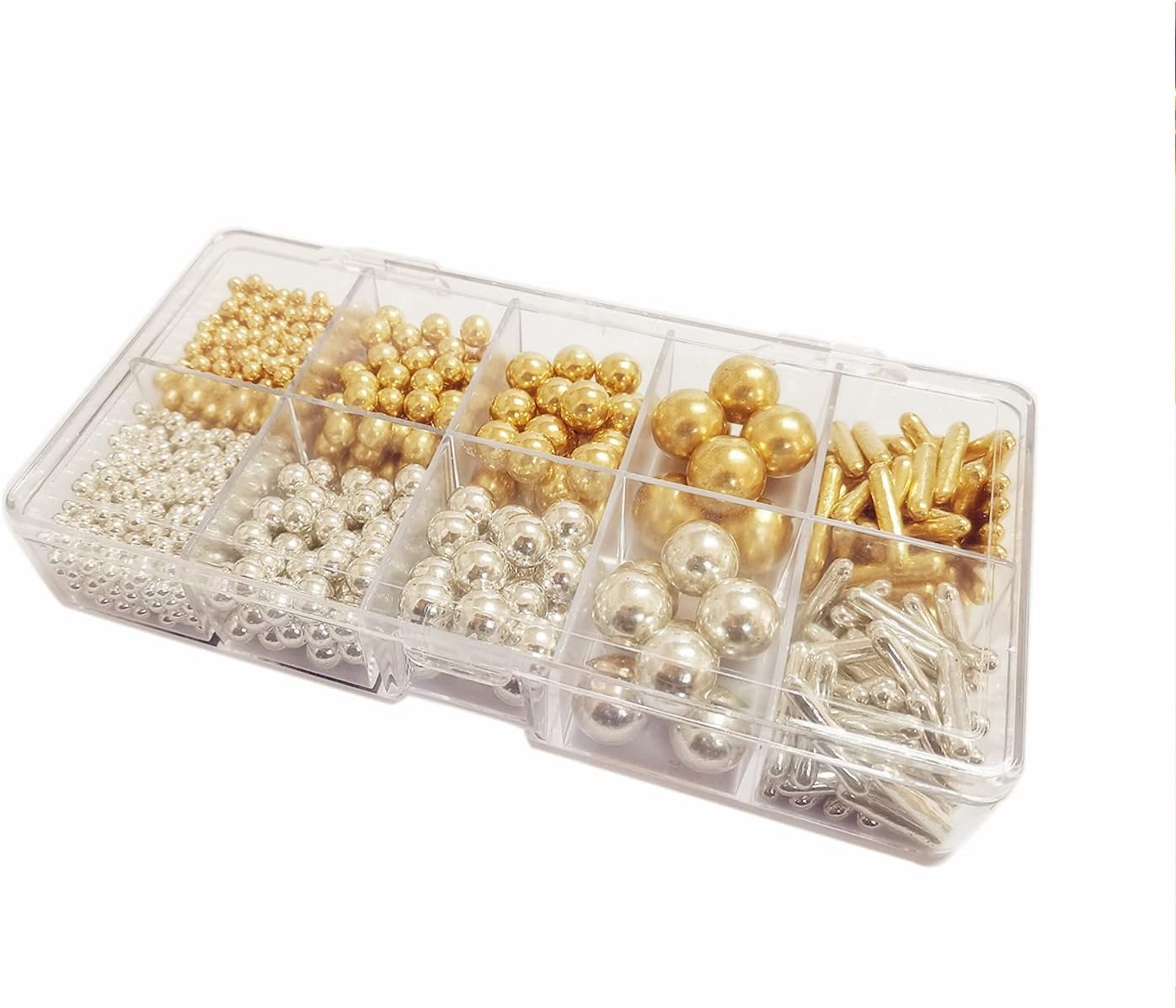 HIFUNBK Gold Sprinkles for Cake Decorating, Mixed Metallic Dragee for Cookie Cupcake Toppings, Cake and Cookie Decorating Supplies, Edible Pearl Dragee for Baking Decoration, 200G in Gift Box (Gold and Silver)