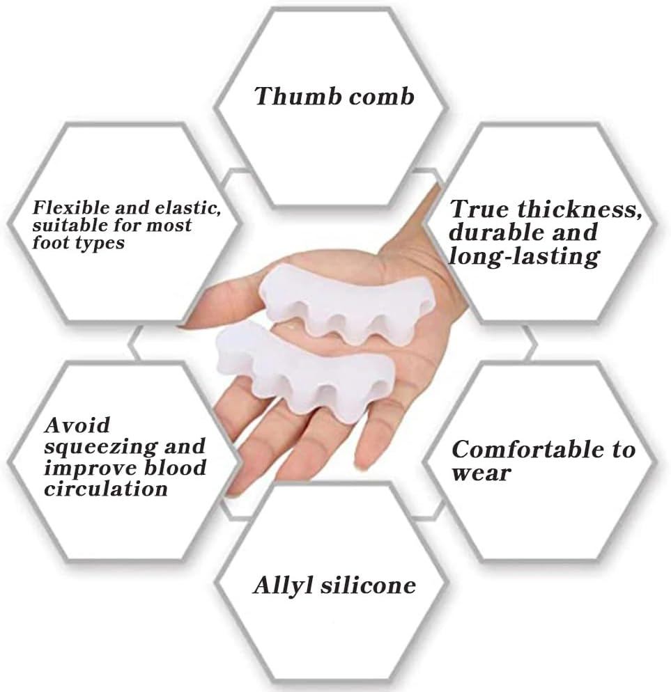 QISANKEE Silicone Toe Spacers, Toe Separators for Correct Toes Alignment, Soft Gel Toe Spacers to Correct Bunions and Restore Toes to Their Original Shape, Hammer Toe Straightener for Plantar Fasciitis for Women & Men image number 2
