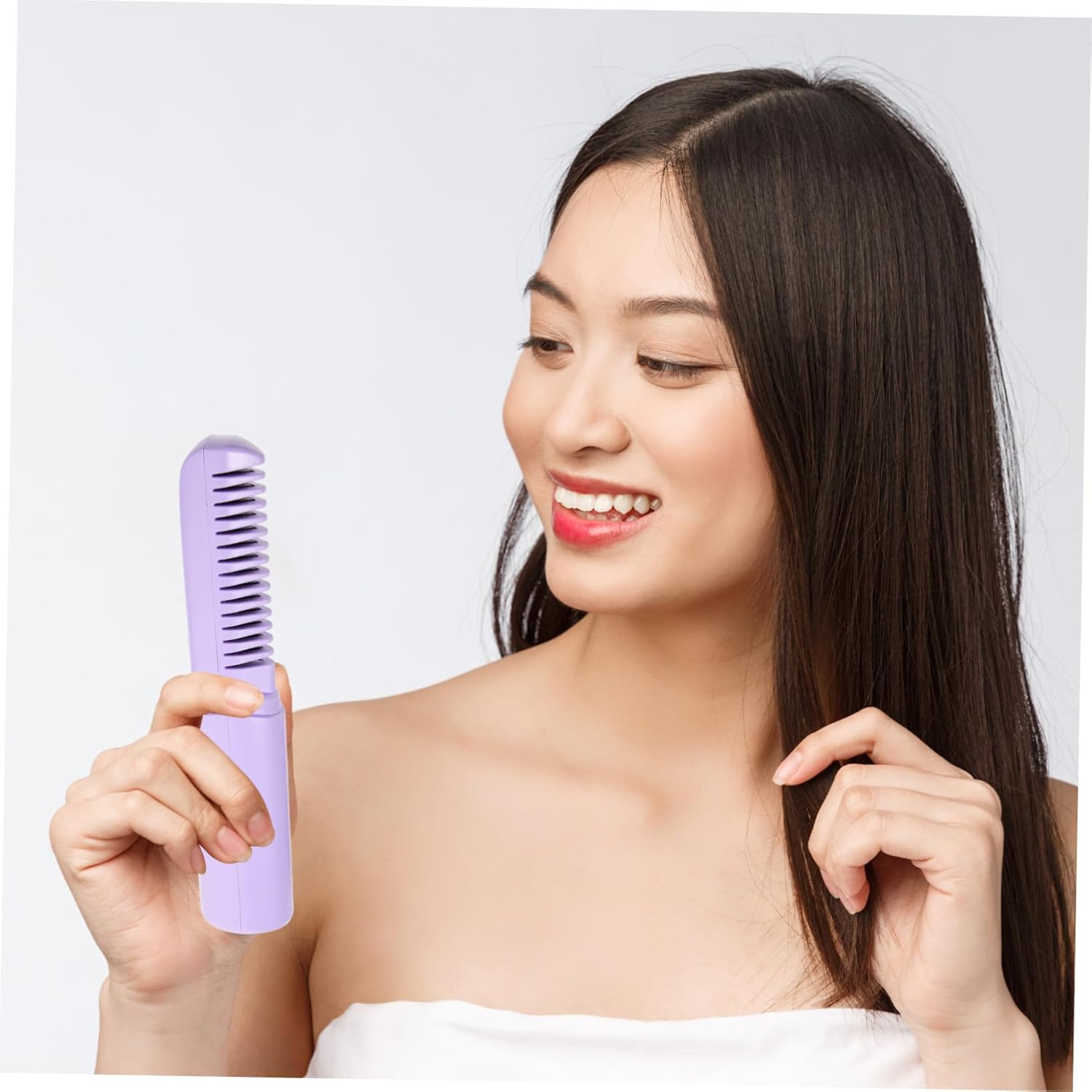 Gatuida Portable USB Rechargeable Cordless Hair Straightening Comb with Scalp Massage Function for Travel Damage Reducing Design Multifunctional Heated Brush for Sleek Healthy Hair