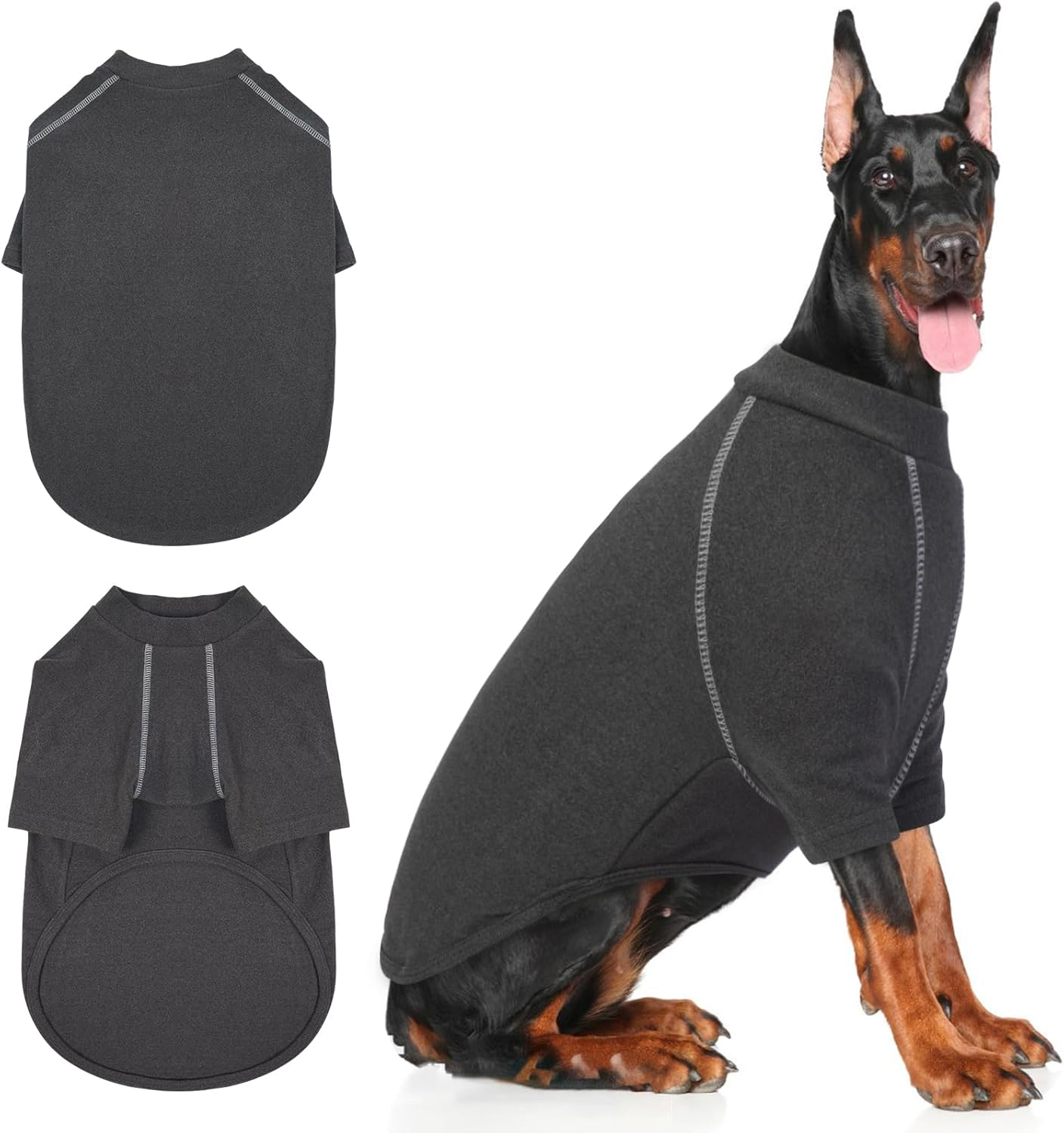 Iecoii Great Dane Sweater,Pet Dog Sweater for Extra Large Size Dogs,Fleece Sweatshirt for Dogs Girl Boy,Warm Dog Winter Sweater for Big Dogs,Stretchy Dog Sweatshirt Dog Cold Weather Coats,Grey,5Xl