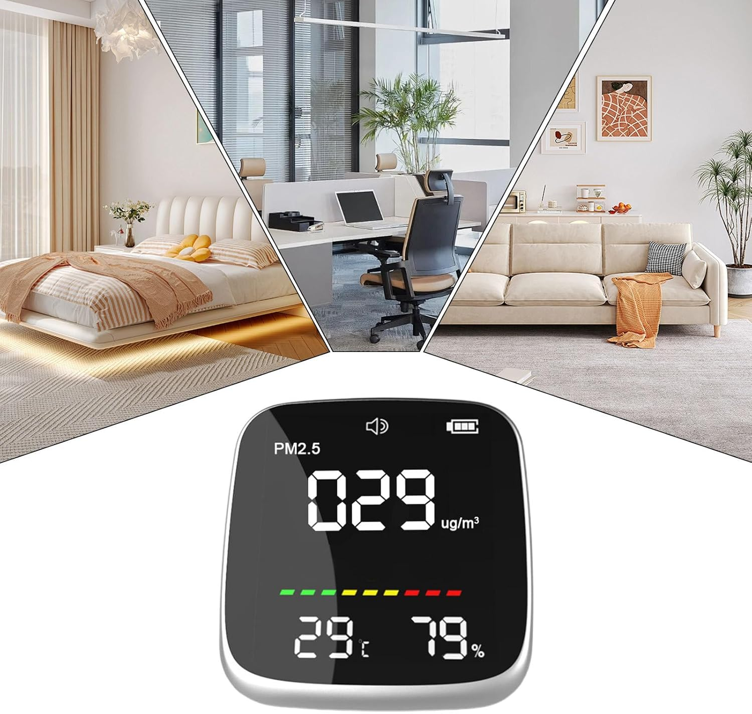 Carbon Monoxide Detector, Co2 Detector, USB Charging Air with Warning Function, PM2.5, Temperature, and Humidity Measurement Tool with LED Digital Display for Home School image number 6