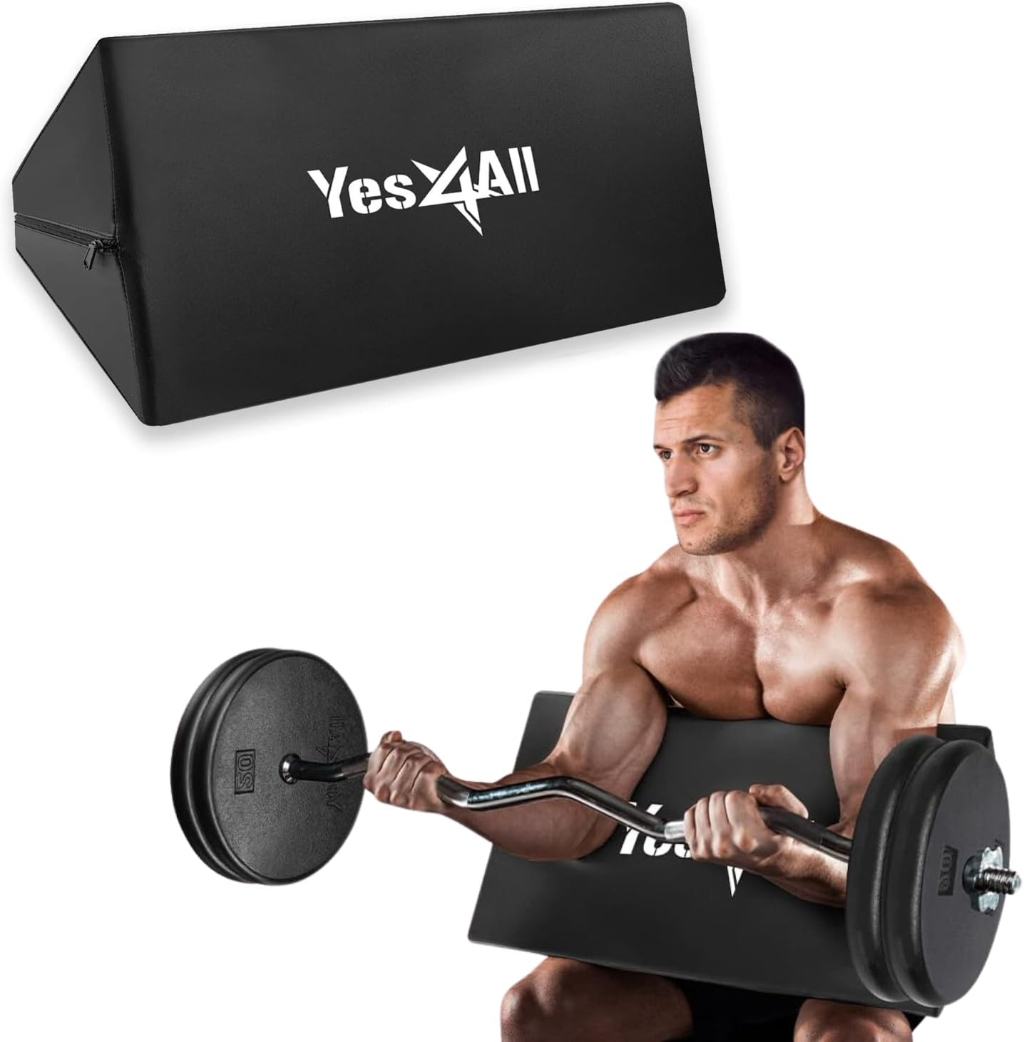 Yes4All Foam - Preacher Curl Pad, Simple Version of Preacher Curl Weight Bench for Arms, Biceps and Triceps, Space-Saving image number 1