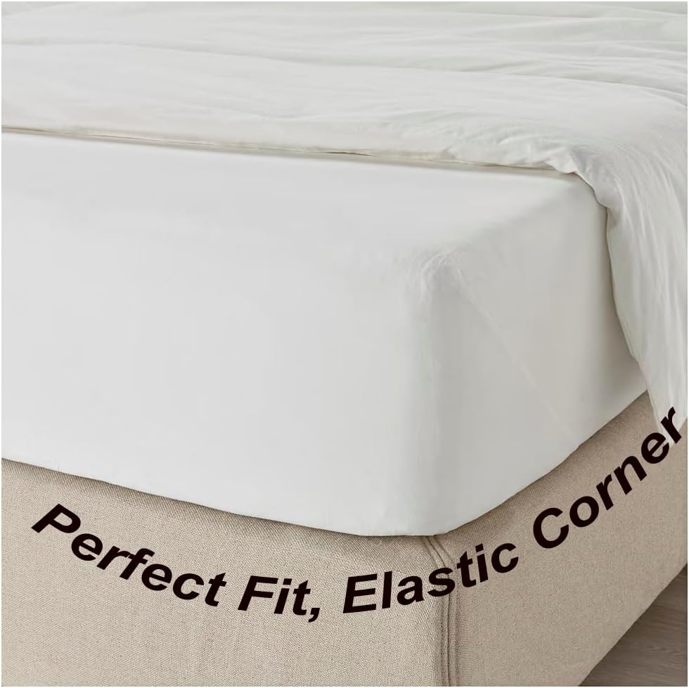 Bed Sheet - Pillowcase, Brushed Microfibre, Bed Linen (90 Cm, 105 Cm, 135 Cm, 150 Cm and 180 Cm), Bedding Set (White, Bed 135 X 200 Cm, Fitted Sheet