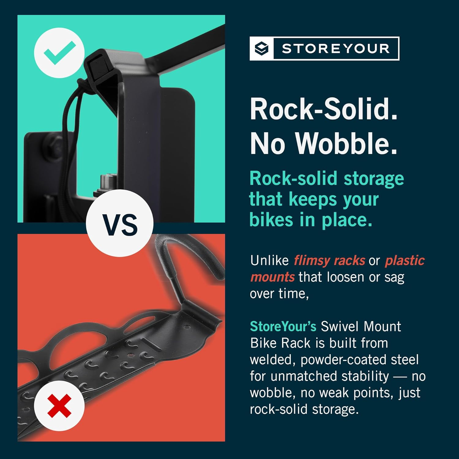 Storeyourboard Swivel Bike Wall Rack, Garage Hanger Hook