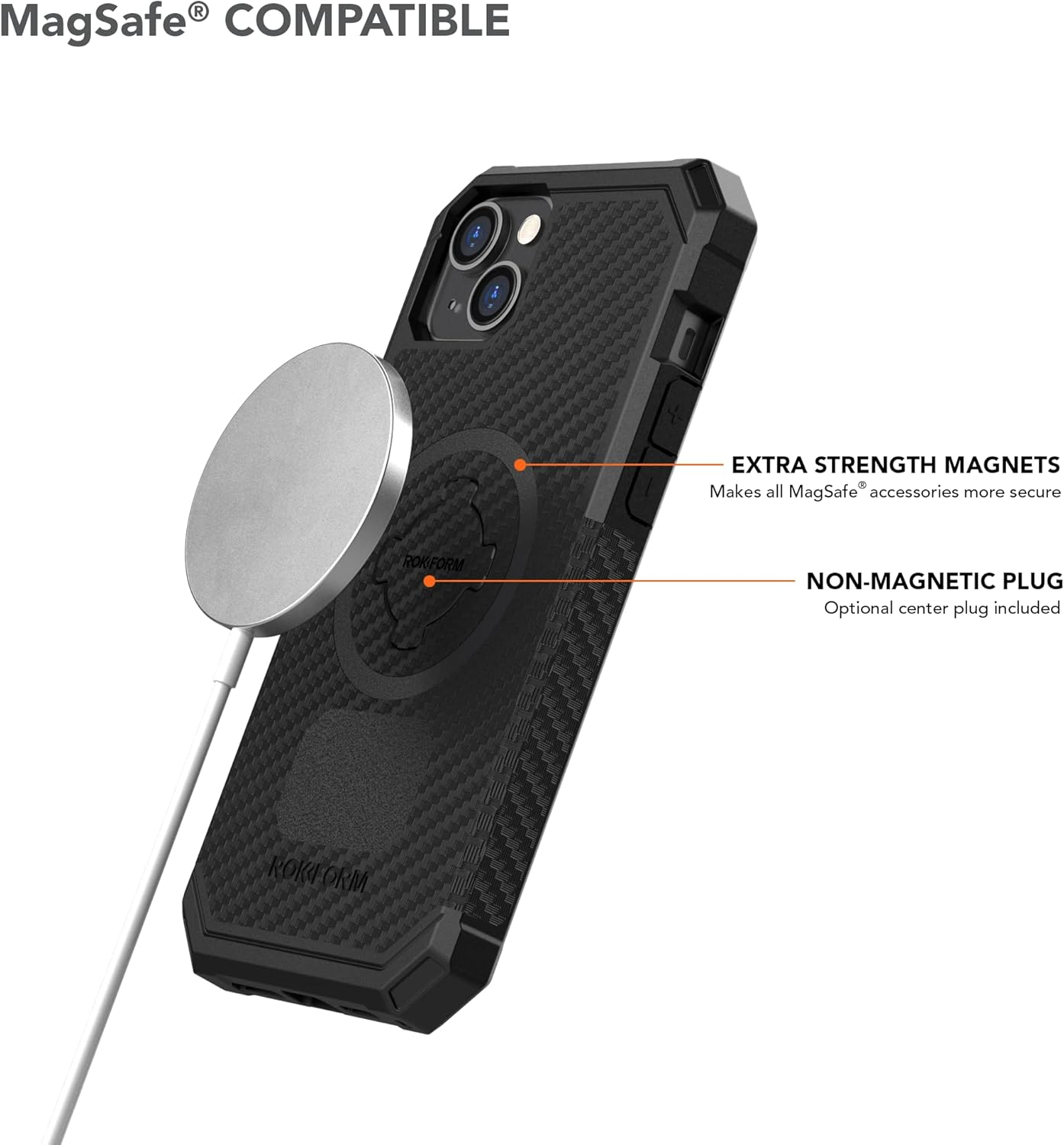 ROKFORM Iphone 14 plus Case, Rugged Series, Dual Magnet + Magsafe Compatible, Cover with Roklock Twist Lock, Magnetic Protective Apple Gear, Drop Tested Armor (Black) image number 4