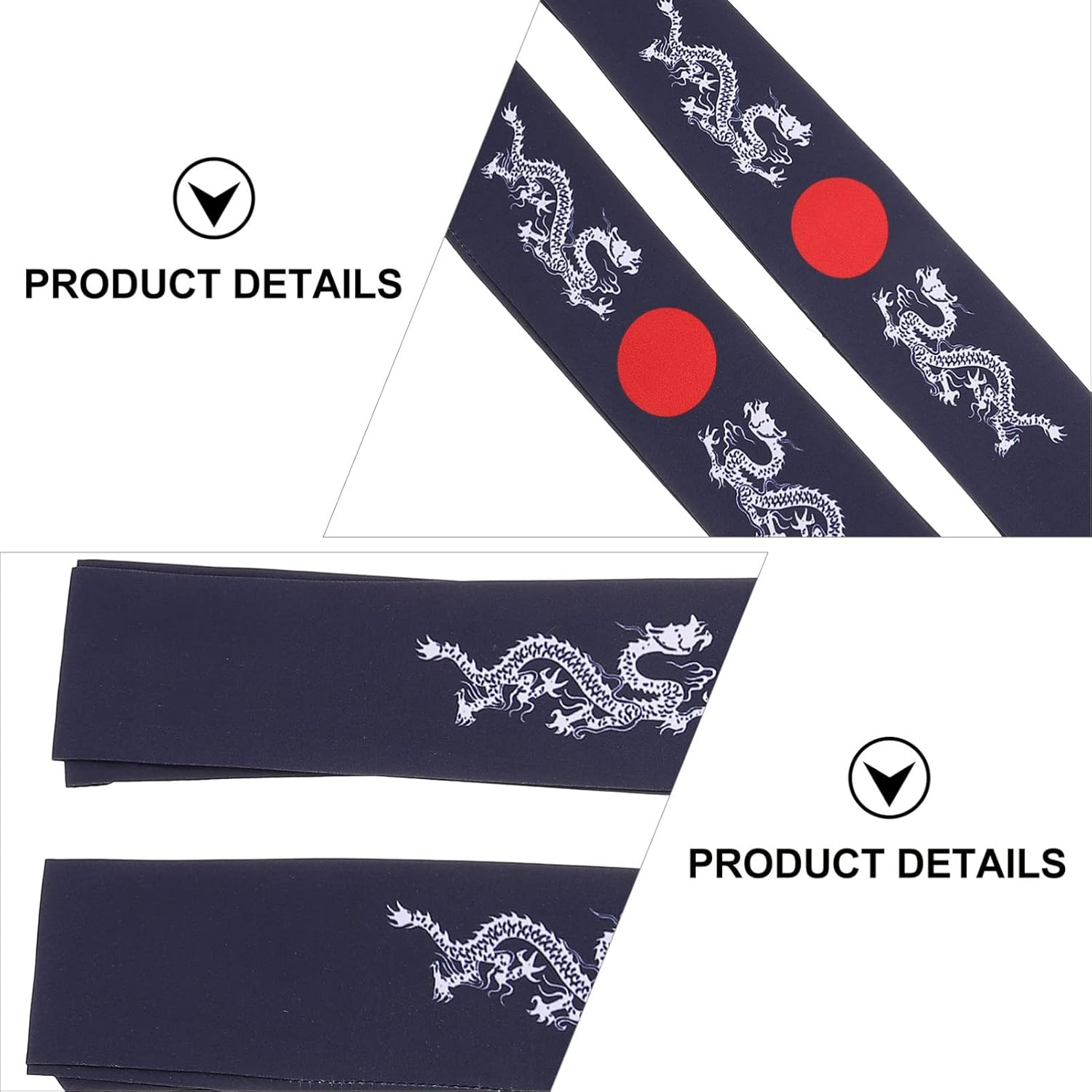 Uonlytech 2Pcs Japanese Bushido Headbands, Bushido Hachimaki Headband Dragon Sushi Chef Bandana Tie Samurai Headband for Sports Exercise Cooking Kitchen - Assorted Color image number 2