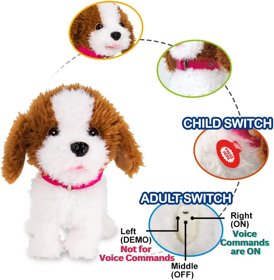 Weofferwhatyouwant Interactive Plush Toy Labradoodle Teddy, Voice Command Recognition with 12 Tricks - Educational Dog That Walks, Barks, Sings and Dances for Ages 2 Plus