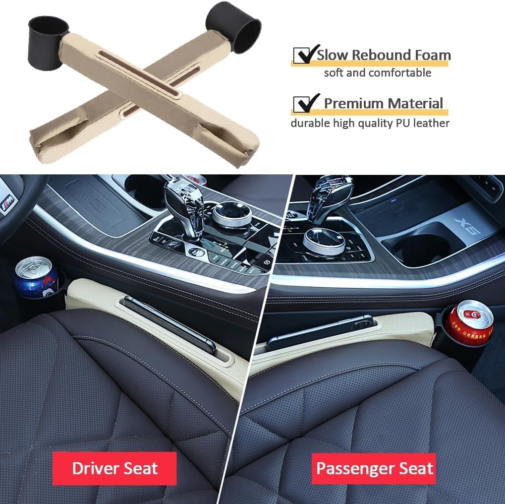 Car Accessories,Car Gap Plug with Pocket Organizer and Removable,3In1 Cup Holder Prevent Small Items from Falling,Car Seat Gap Storage image number 2