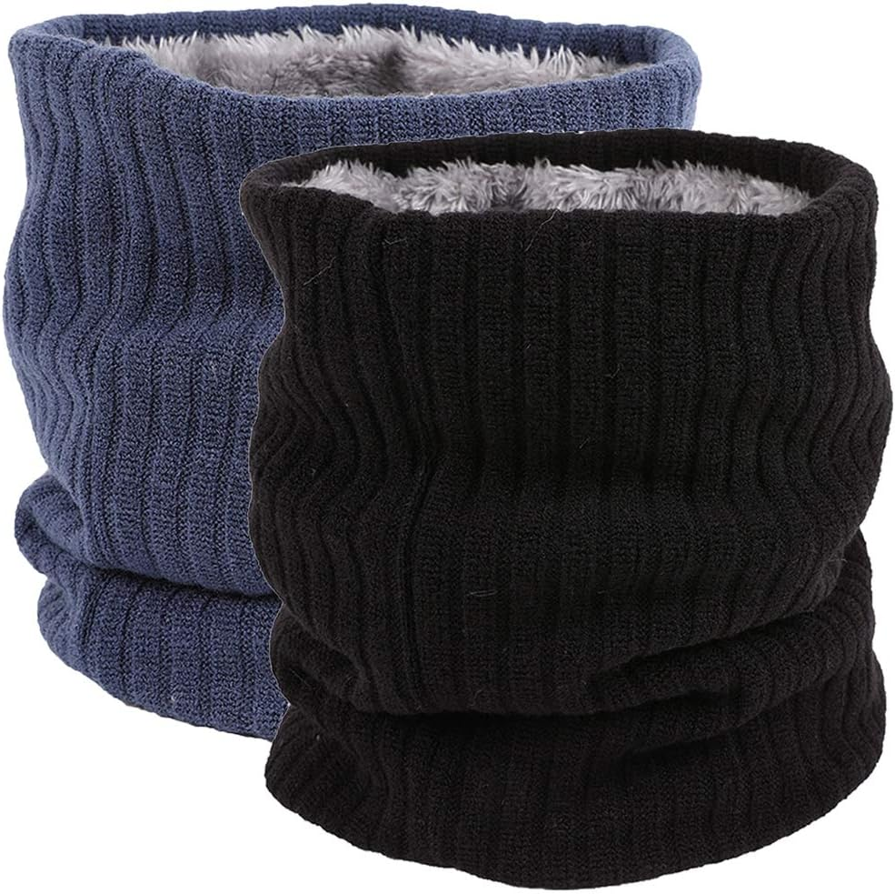 Fleece Neck Warmer Thermal Snoods Unisex Thick Winter Cold Weather Knitted Circle Scarf for Cycling Motocycle Sports