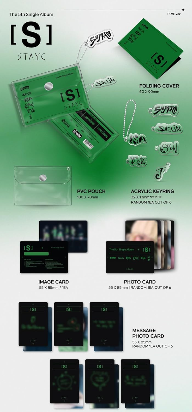 STAYC S 5Th Single Album PLVE Version 1Ea PVC Pouch+1Ea Folding Cover+1Ea Acrylic Keyring+1P Image Card+1P Photocard+1Pi Message Photocard+1Ea Lyrics+Tracking Sealed image number 2