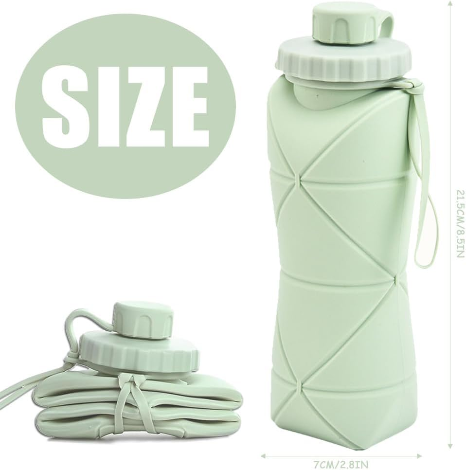 Collapsible Water Bottle - Lightweight Silicon Foldable Water Bottle with Double Leak-Proof Design and Safety Rope Cap for Outdoor Hiking, Sports and Travel image number 1
