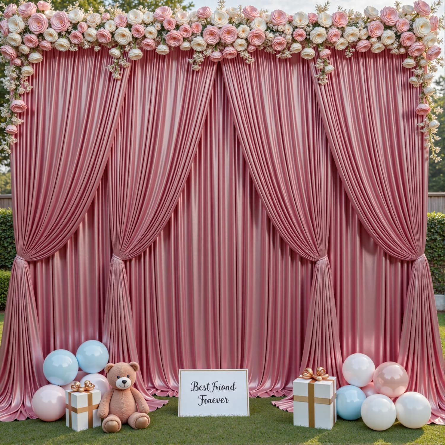 Partyvillage 10X10Ft Gold Sequin Backdrop Curtain -2 Panels 5X10Ft Wrinkle Free Shimmer Back Drop Cloth, Glitter Backdrop Drapes for Photography, Birthday, Wedding, Graduation Background