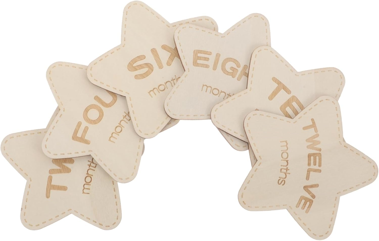 6Pcs Wooden Star Plaque Newborn Commemorative Sign Monthly Marker Keepsake Props for Photography image number 4