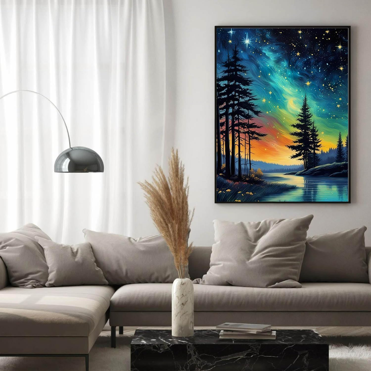 Diamond Painting Kits for Adults, Starry Sky Full Drill round Diamond Art Diamond Dots Suitable Home Wall Decor Gem Art 12X16Inch image number 3