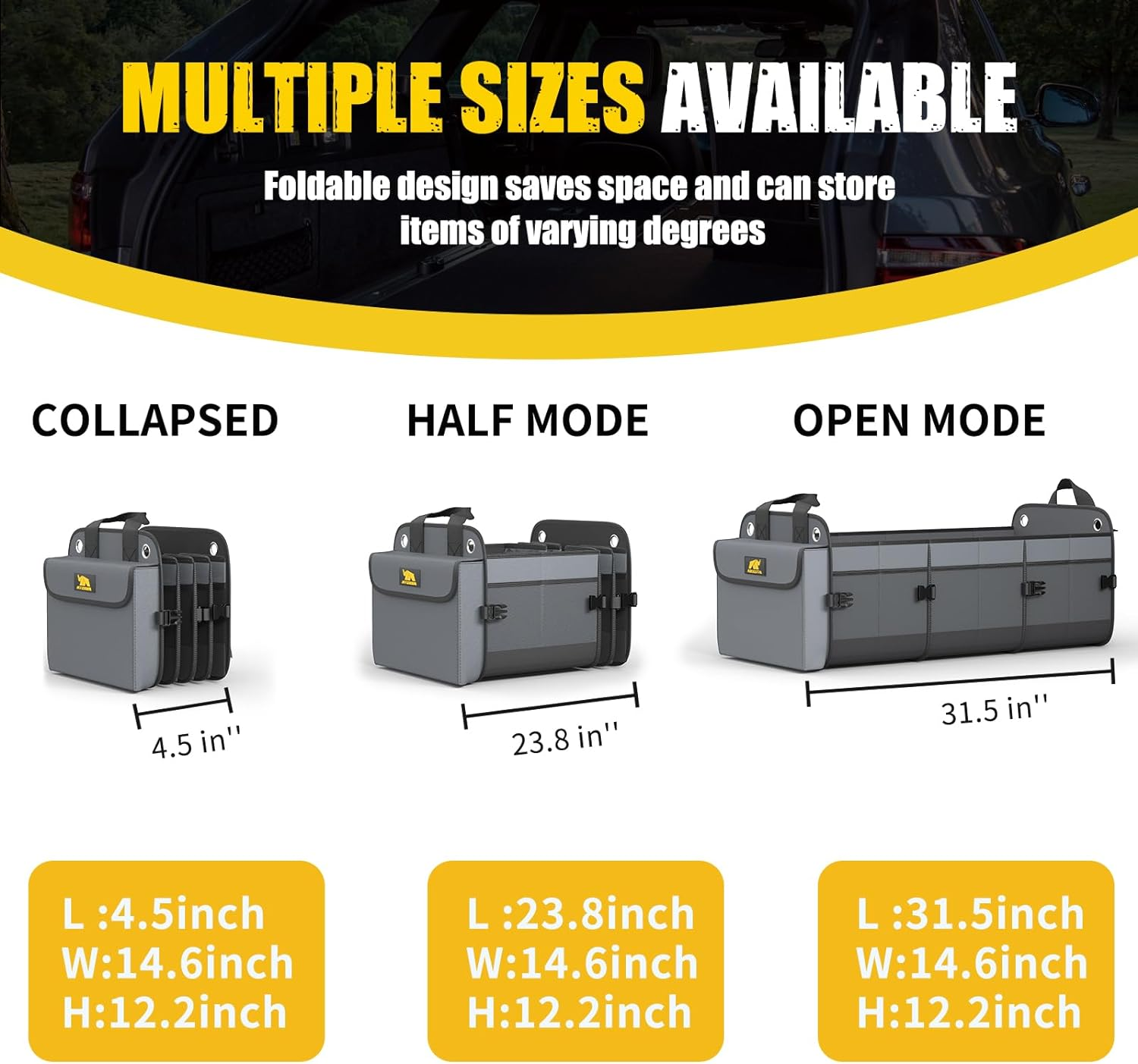 MIKKUPPA Car Trunk Organizer - 70L Collapsible Trunk Organizer for Groceries, Car Storage Organizers for SUV Auto Truck Van with Non Slip Bottom (Black) 7 image number 6