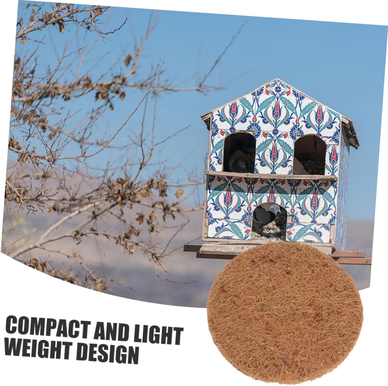 POPETPOP Pack of 12 Brown Silk Rug Nest Material Bird Mat Parrot Breeding Mat Nest Mats Palm Silk Light Brown image number 4