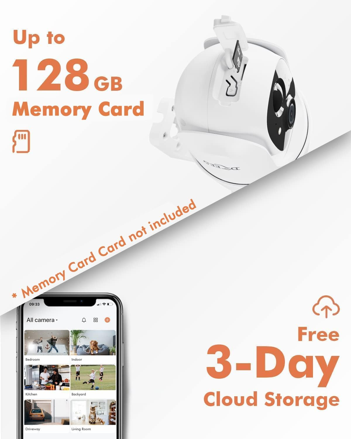 Dzees Solar Security Cameras Wireless Outdoor, 2K Battery Powered Security Camera, 360&deg; PTZ Camera with Spotlight, Siren, Color Night Vision, AI Dectection, IP66 for Home Security, 2.4Ghz - D3 image number 4