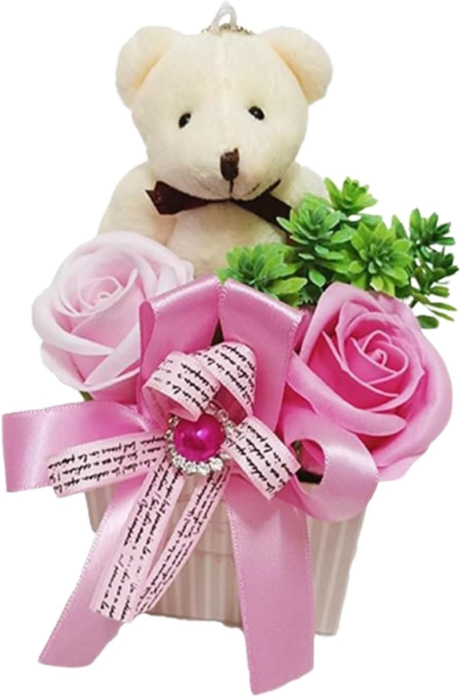Q-FLA 799679 Soap Flower Bath Bare Arrangement, Carnation, Pink, Gift
