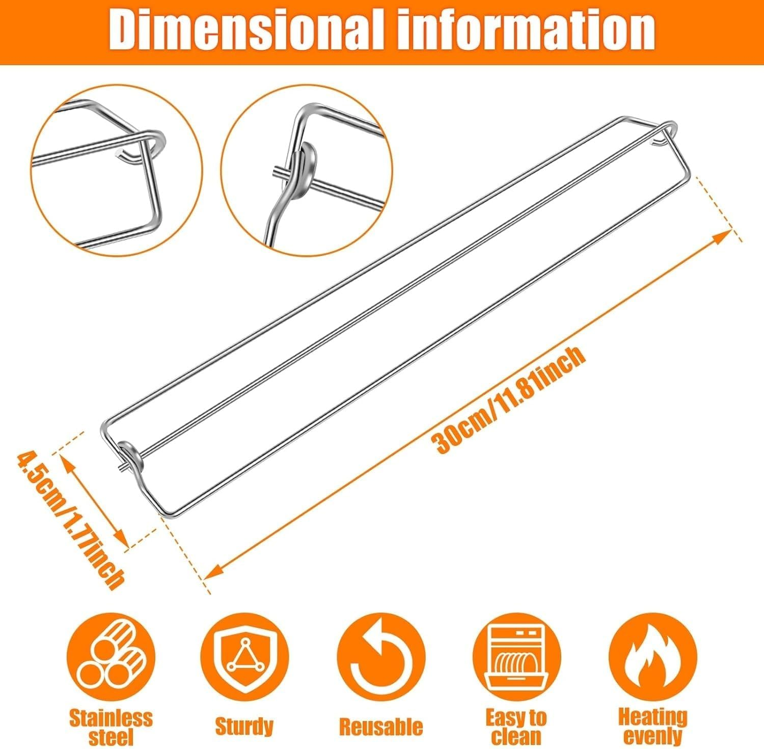 Lyfengdeam Chicken Wing BBQ Fork, Metal Grilling Rails, Wing Rails for Grilling Chicken Wings, U Shape Design Clamping Rails Flat Sticks Tool Set for Outdoor Picnic Camping Barbecue(4Pcs)