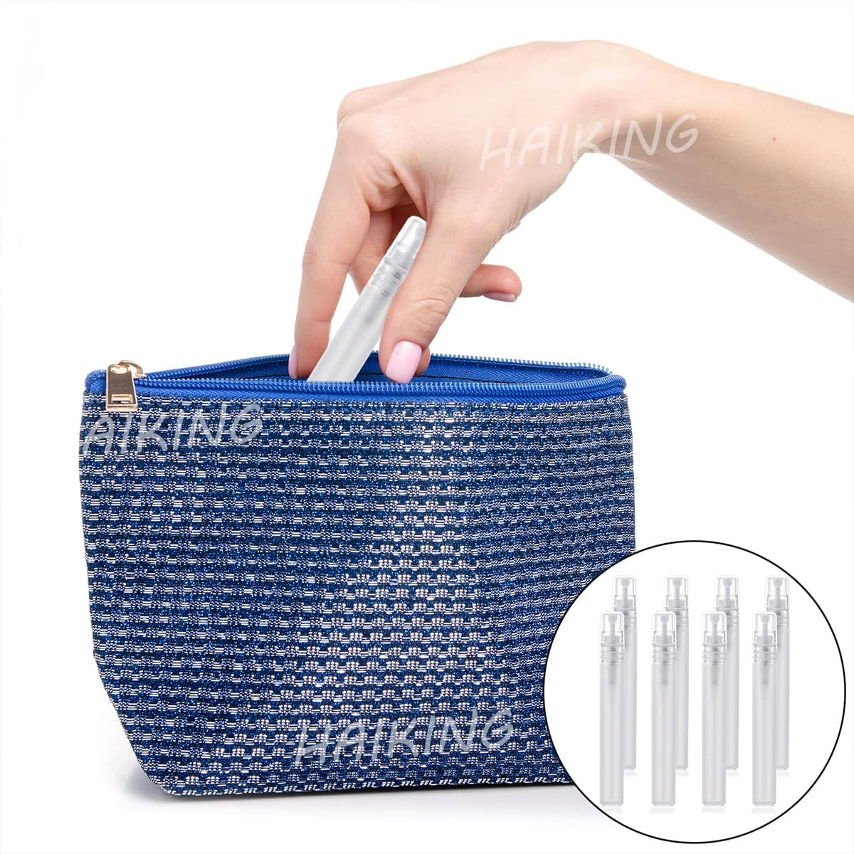 Travel Spray Bottle, 8 Pcs Refillable Mini Plastic Spray Bottles for Perfume Essential Oils, Travel, Cleaning, Makeup Tool (10Ml)