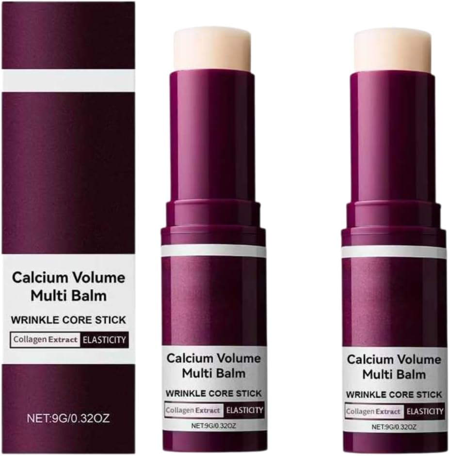 Calcium Multi Balm Stick &ndash; Korean Collagen Moisturizing Stick for Face, Eyes, Neck & Lips &ndash; Anti-Aging Hydrating Vitamin E Balm &ndash; Firming Wrinkle Care Skin Treatment for All Skin Types (2Pcs)