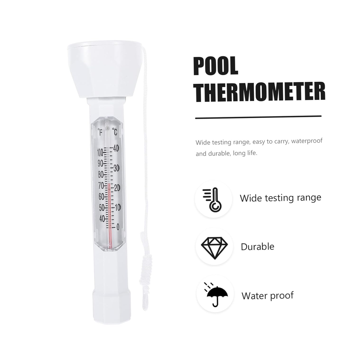 Bestonzon Floating Pool and Bath Water Thermometer 0-40&deg;C, Sturdy Floating Temperature Measuring Tool for Swimming Pools, Fishponds, and Saunas image number 2