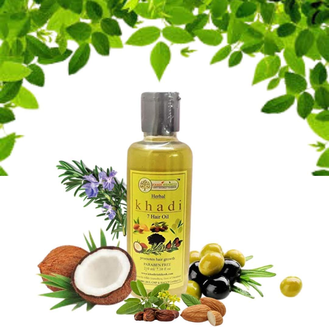 KHADI RISHIKESH Herbal Hair Oil for Hair Growth,Hair Oil for Hair Fall and Regrowth for Men and Women 100% Pure and Natural(210 ML) with COMB Free image number 1