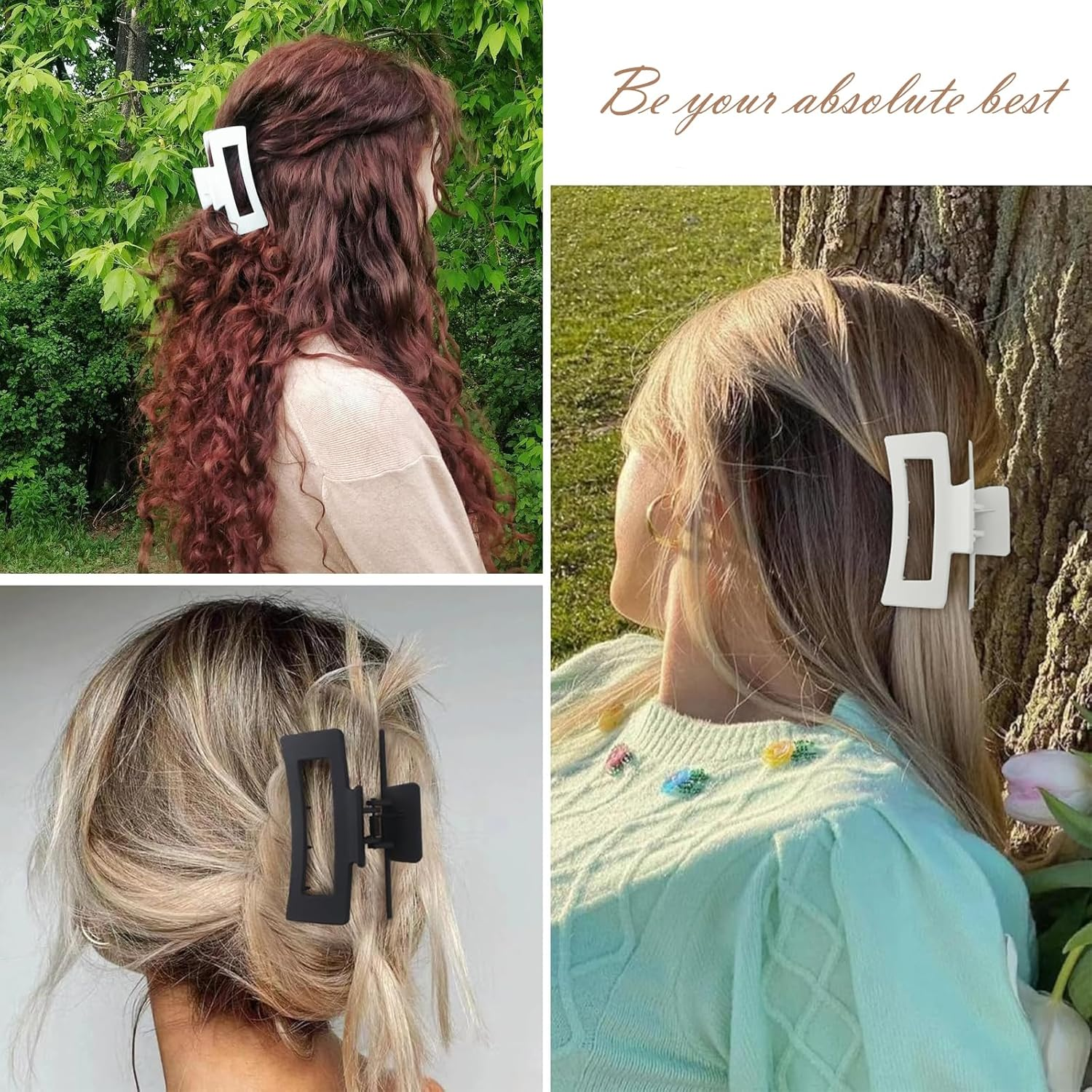 LILIEBE 3.4" Small Hair Claw Clips for Thin Hair (Set of 6) (White) image number 3