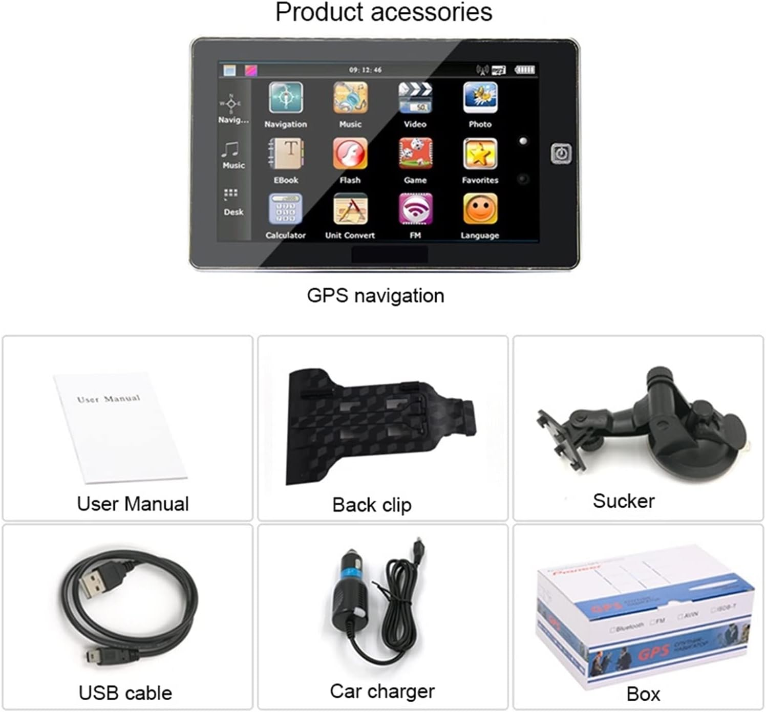 GPS Car Navigator, 7 Inch Capacitive Screen GPS Truck Bluetooth GPS Navigation 256M 8GB FM CE 6.0 Vehicle Car Navigator Support Wired Camera for Car Truck Rv(With Wired Camera) image number 2