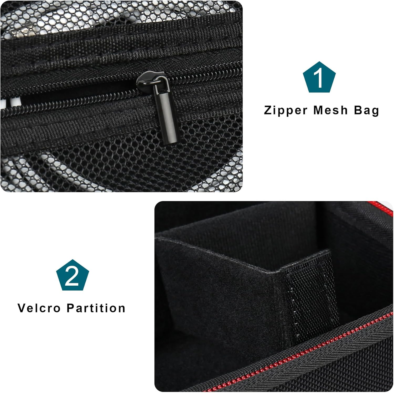 Canboc Carrying Camera Case for Sony ZV-1F/ ZV-1/ ZV-1II Vlog Digital Camera & Vlogger Accessory Kit Tripod, Travel Storage Bag with Strap, Mesh Pocket Fit Cable, Black (Case Only) - Pink image number 4