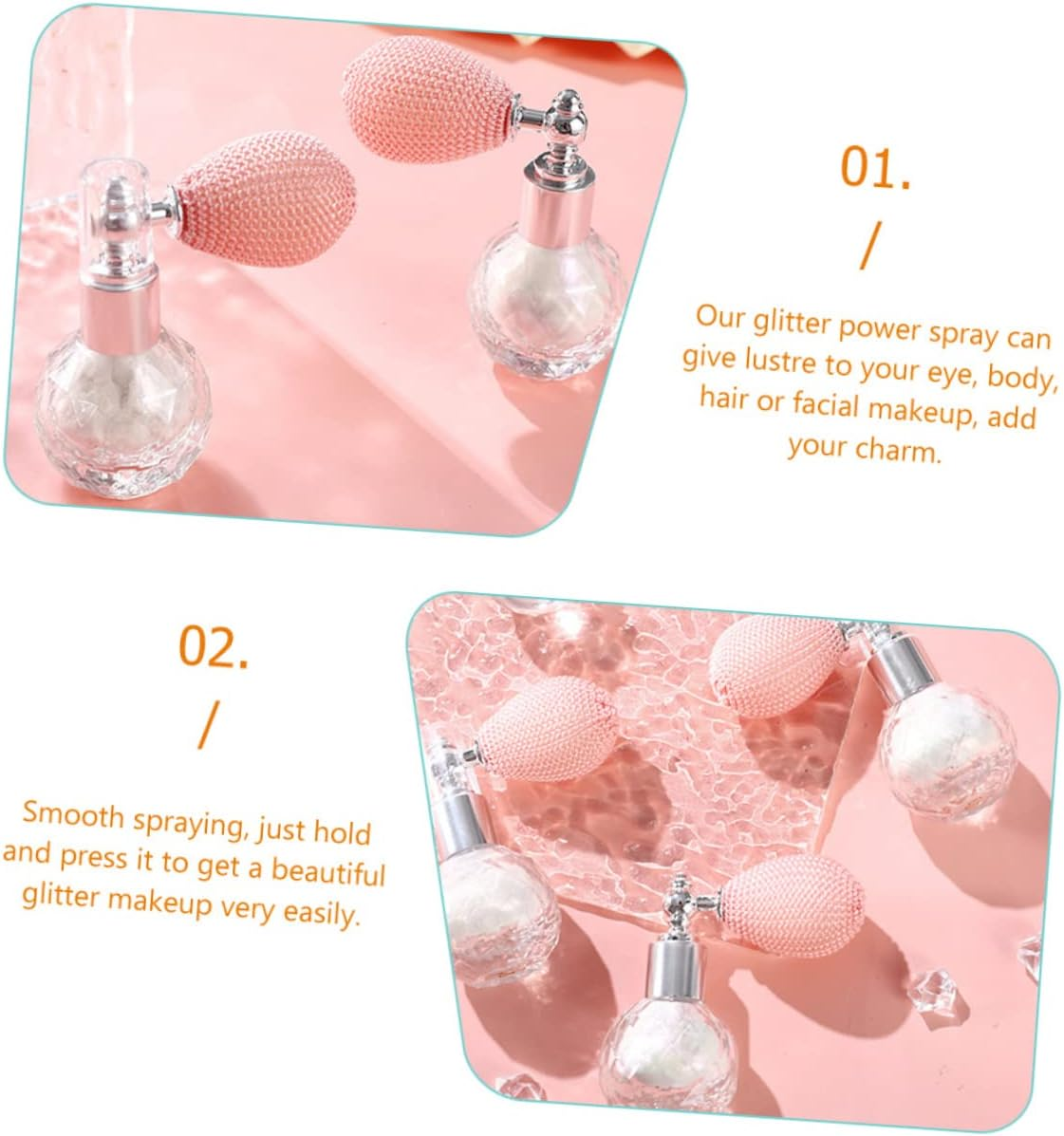 Healeved Diamond Highlight Powder Spray Glitter Makeup Body Highlighter Women Glitter Spray Sparkle Powder Compact image number 3