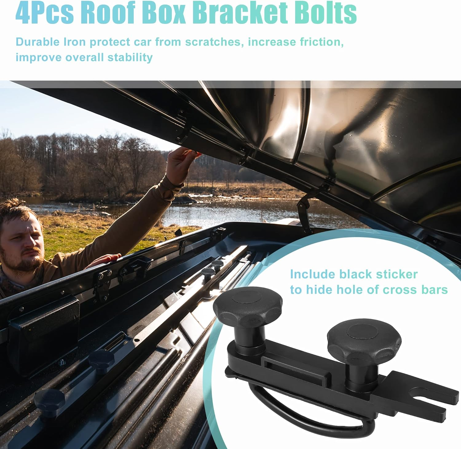 X AUTOHAUX 4 PCS Universal Roof Box U Bolt Clamps Rooftop Cargo Carrier Rack Bolts 83Mm Internal Width W/ 8 Lock Nuts and 2 Straps Cargo Carrier Mounting Fitting Iron Bolts image number 6