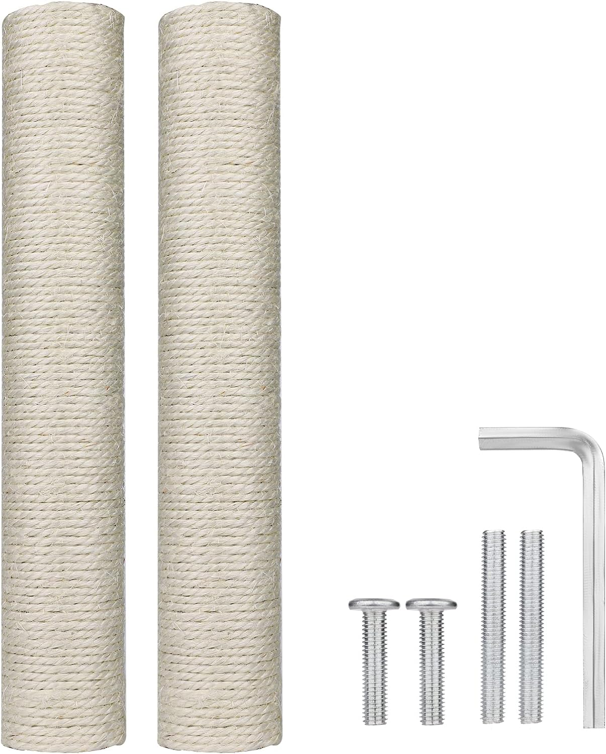 2Pcs Cat Scratching Post Replacement, 15.7 Inch Cat Tree Scratch Post with 4 M8 Screws Natural Sisal Replacement Poles for Kittens Cat Tree Tower image number 2