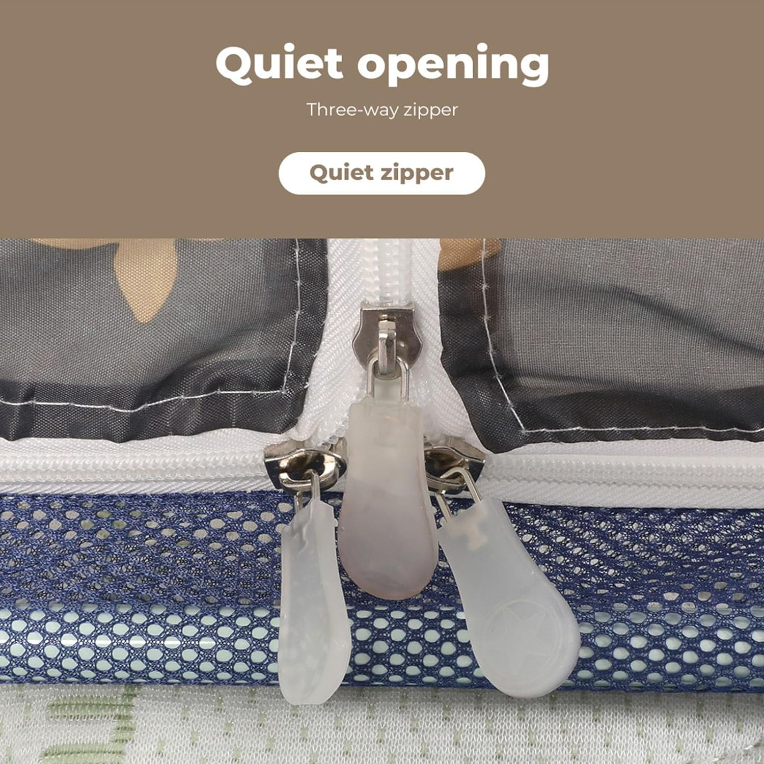 Dreamz Mosquito Net Bed Canopy-Foldable, 360&deg; Insect Protection, Dual-Sided Entry with Three-Way Zipper for Camping Home Use(Queen, Grey)