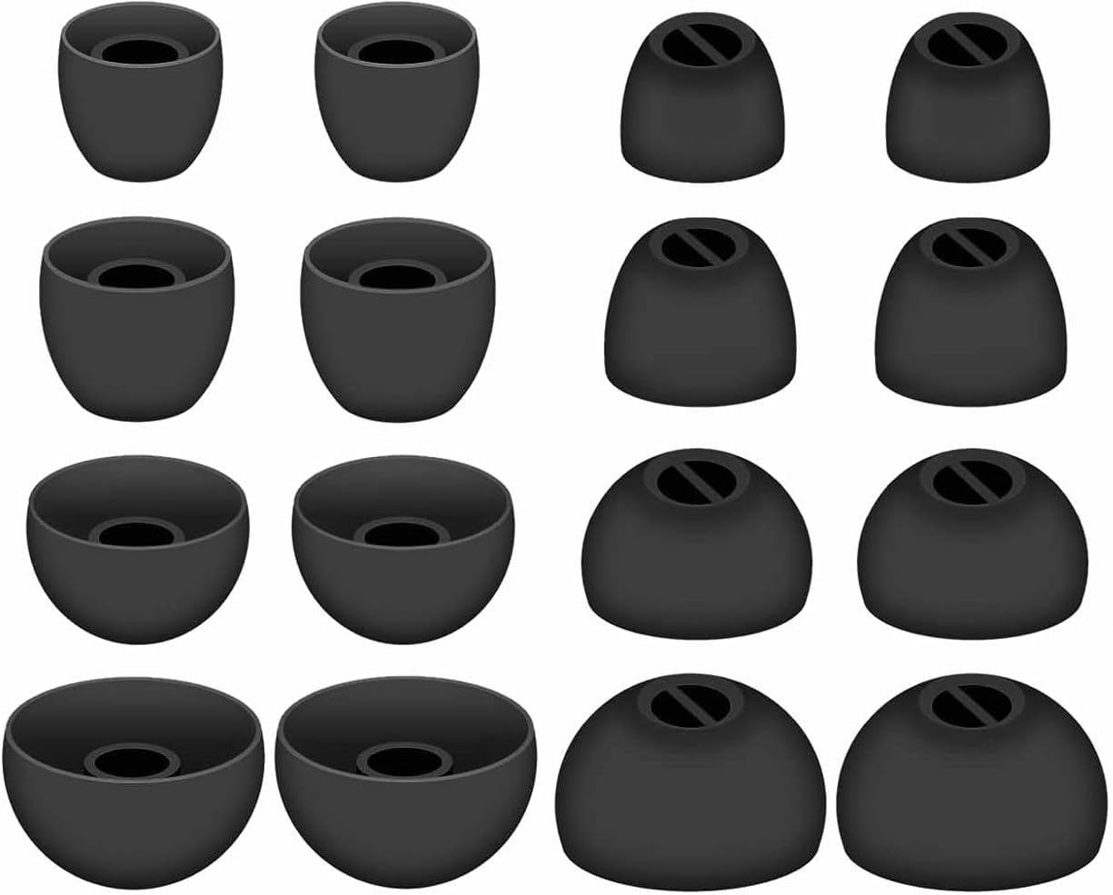 16Pcs Compatible with Sennheiser CX Plus/Momentum 2 Ear Tips, CX 3.00 CX 5.00 CX 6.00 CX 7.00 Replacement Soft Flexible Silicone Eartips Earbuds Accessories Compatible with Sennheiser CX 300S (Black)
