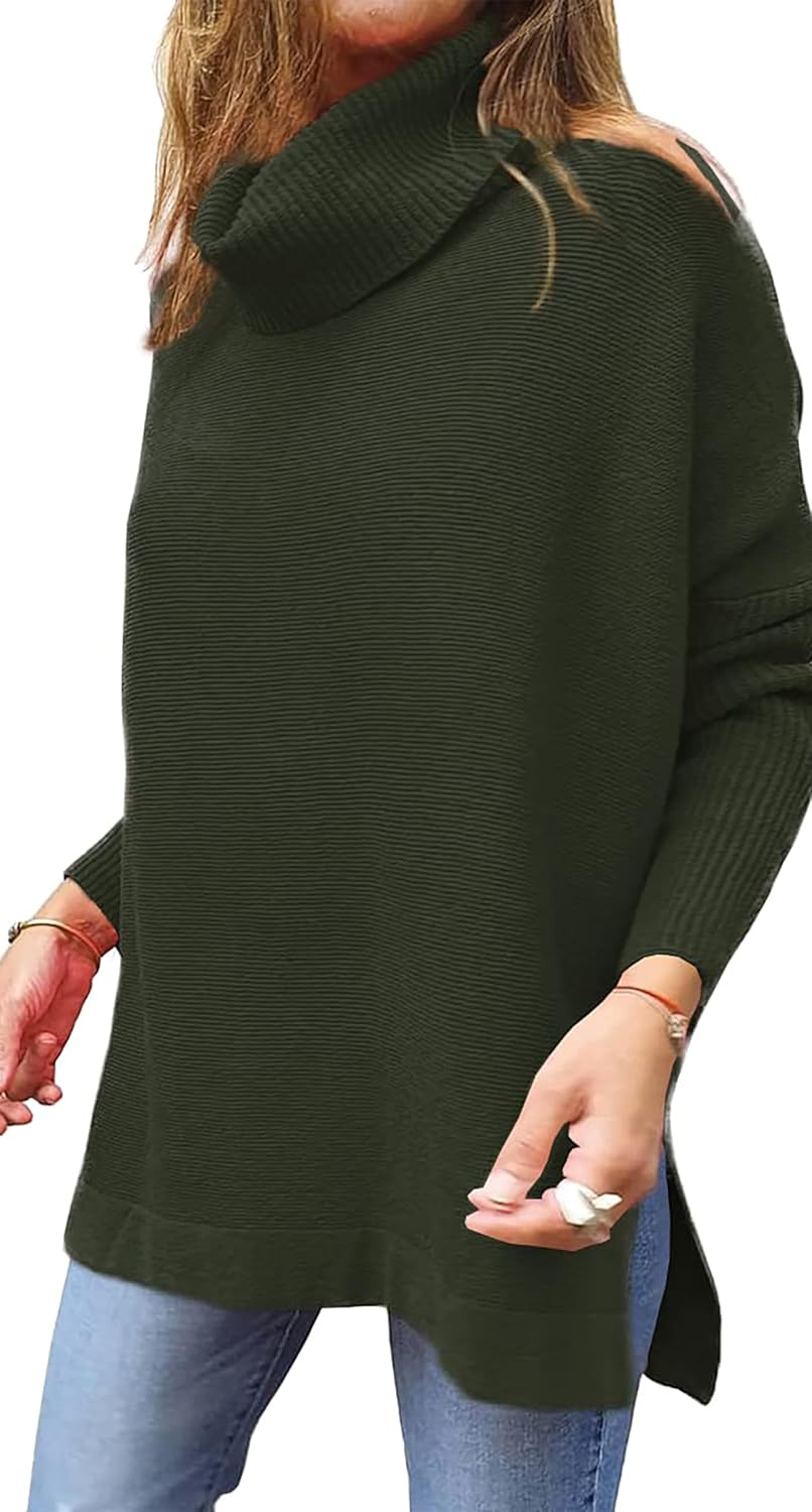 Vbcdwa Women'S Jumpers Batwing Long Sleeve Pullover Oversized Turtleneck Sweater Knitwear image number 2