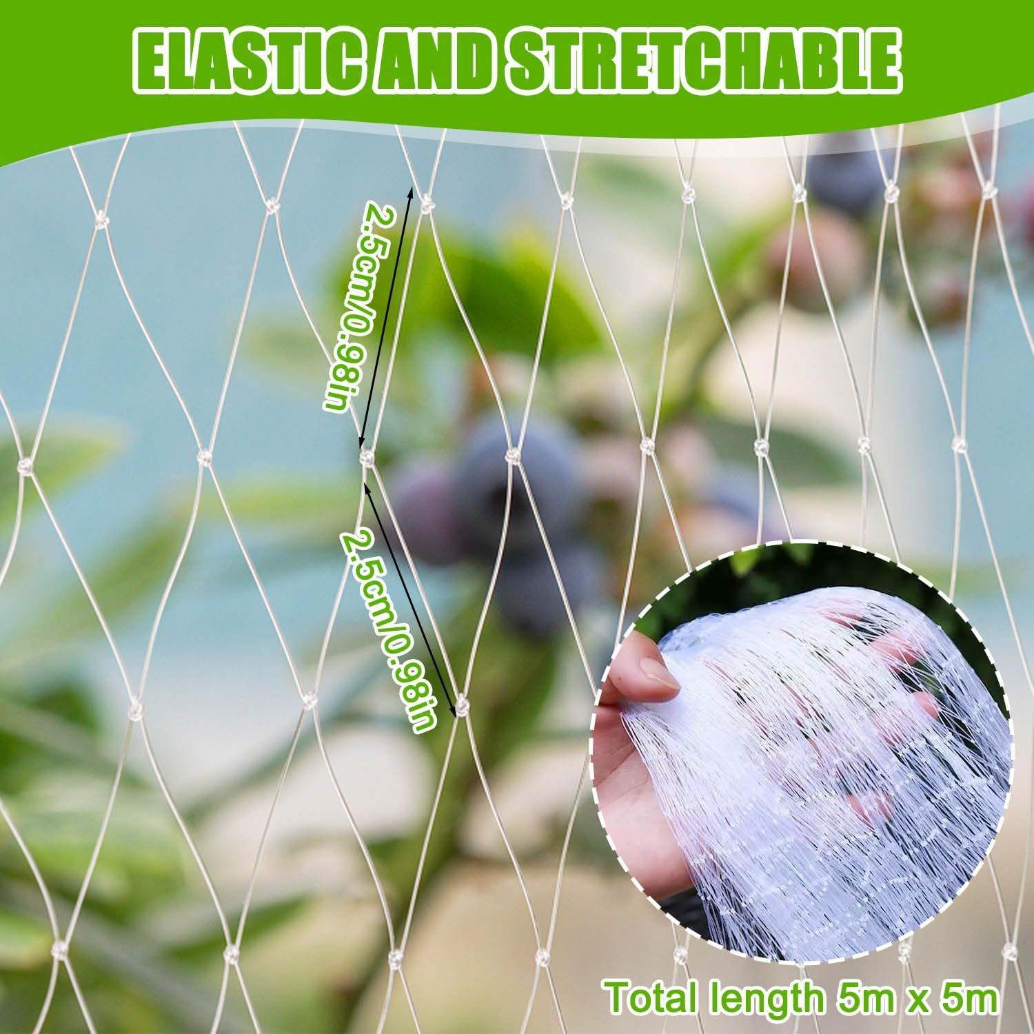 Lovesmile Cat Protection Net, Balcony Net, 5 X 5 M Balcony Net for Cats, Cat Net Balcony No Drilling, Bird Protection Net Tight Mesh, Bird Nets Bird Protection Net for Garden Fences, Fences, Orchards image number 4