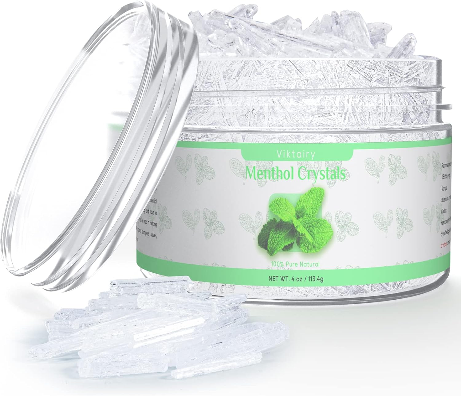 Viktairy Menthol Crystals 4 Oz, 100% Pure Organic Mint Crystals | Great for Making Shower Steamers, Creams and Soaps image number 3