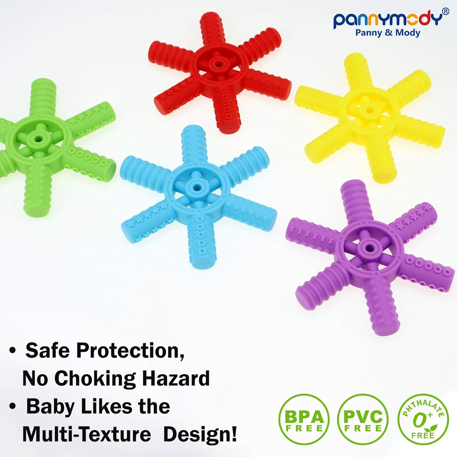 Panny & Mody Silicone Rudder Teether, Sensory Chew Toy with 6 Different Textures, Perfect Chewable Toys for Kids Boys and Girls with ADHD, SPD, Teething, Autism, Biting Needs(Green) image number 1