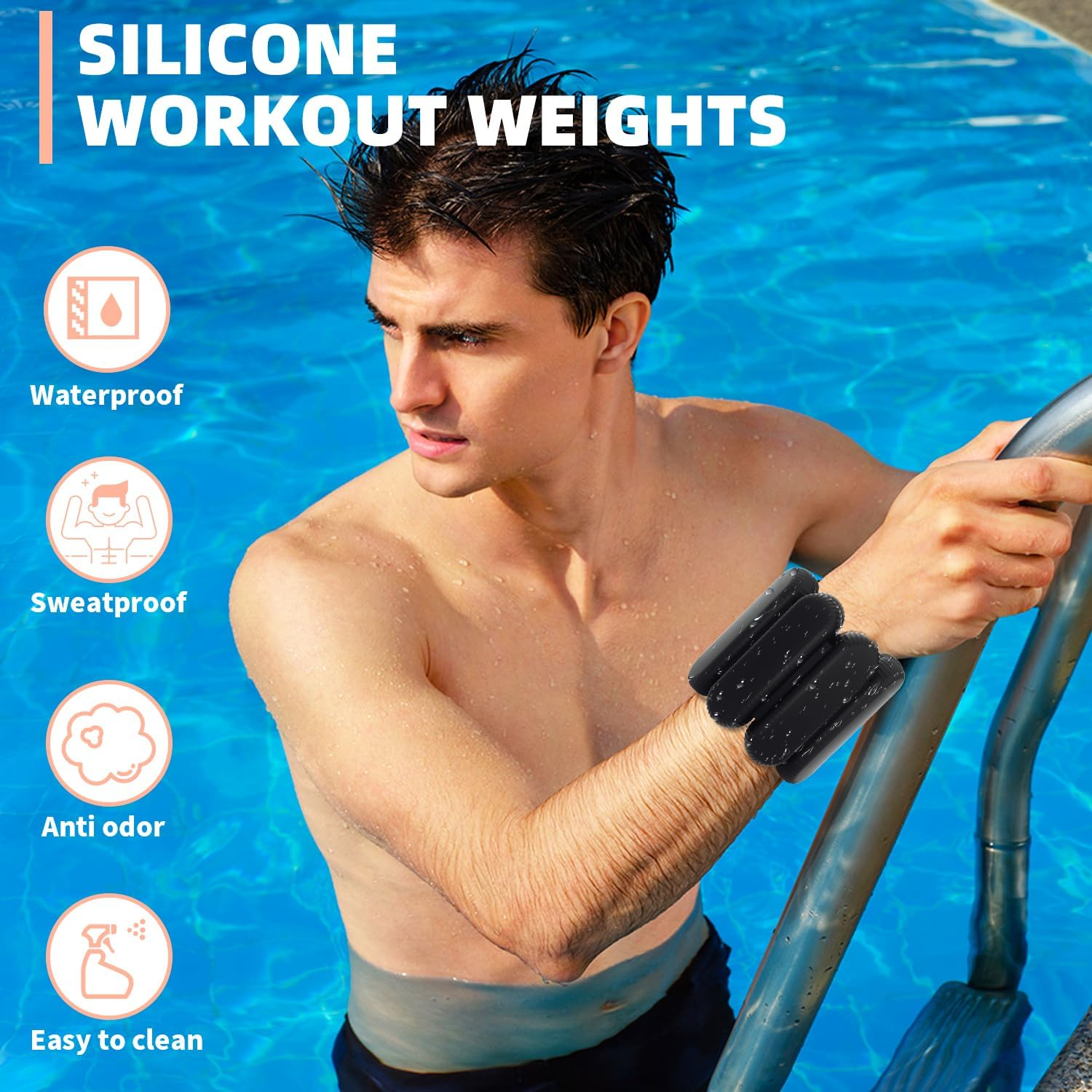 Adjustable Ankle Weights for Women Men,Wrist Weights Set for Walking Running,1 Pair (1Lbs Each) Silicone Workout Weights for Gym Fitness, Jogging,Yoga,Pilates,Strength Training,Physical Therapy