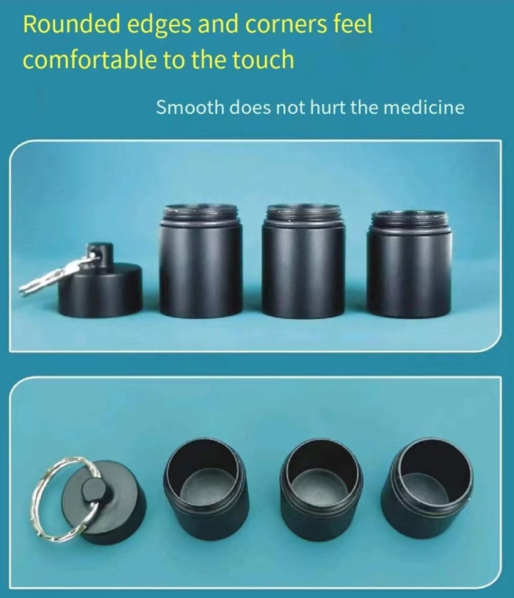 Portable Pill Cases, 3 Pack Metal Pocket Pill Boxes Waterproof Keychain for Travel & Purse, 3 Compartment Emergency Pill Container Box Daily Pill Container Holder for Men and Women image number 3
