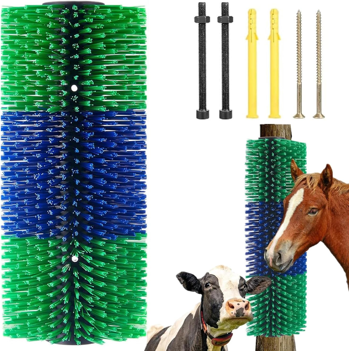 1PCS Livestock Scratch Brushes, Horse Scratcher Full Massage Brush Kit, Itching Relieving Tools for Animals, Livestock Scratching Brush for Horses, Cows, Sheep, Easy Installation image number 3
