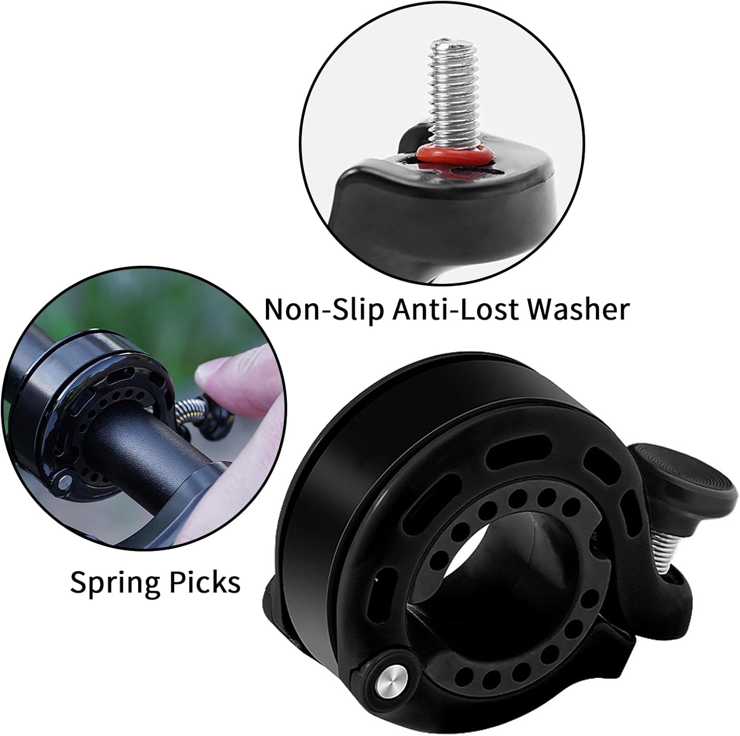 Bike Bell, Aluminum Alloy Bicycle Bells for Adults Max 110 DB Fit 22.2-31.8 Mm Handlebar, Waterproof Rustproof Cycle Bells Bike Horn with Loud Crisp Clear Sound for Mountain Road Bikes Scooter image number 6