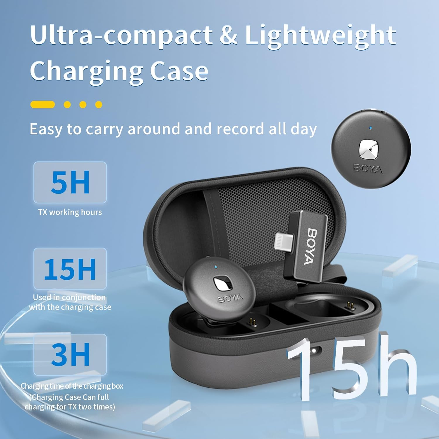 BOYA Omic-D Wireless Lavalier Microphone System Compatible with Iphone, 50M Los Range, Hi-Fi Audio, Smart Noise Cancellation, 15H Duration, Mini Lapel Mic for Recording Vlogging Interview - Lighting Port image number 6