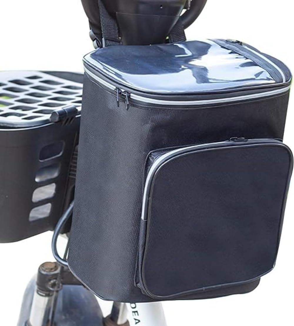 Handlebar Bag,Waterproof Bike Frame Bag,Bike Front Insulated/Cooler Bag,Bicycle Phone Holder Bag with Transparent Pouch for Phone,Bike Pouch Accessories for Outdoor Cycling Hiking Travel (Black) - White image number 5