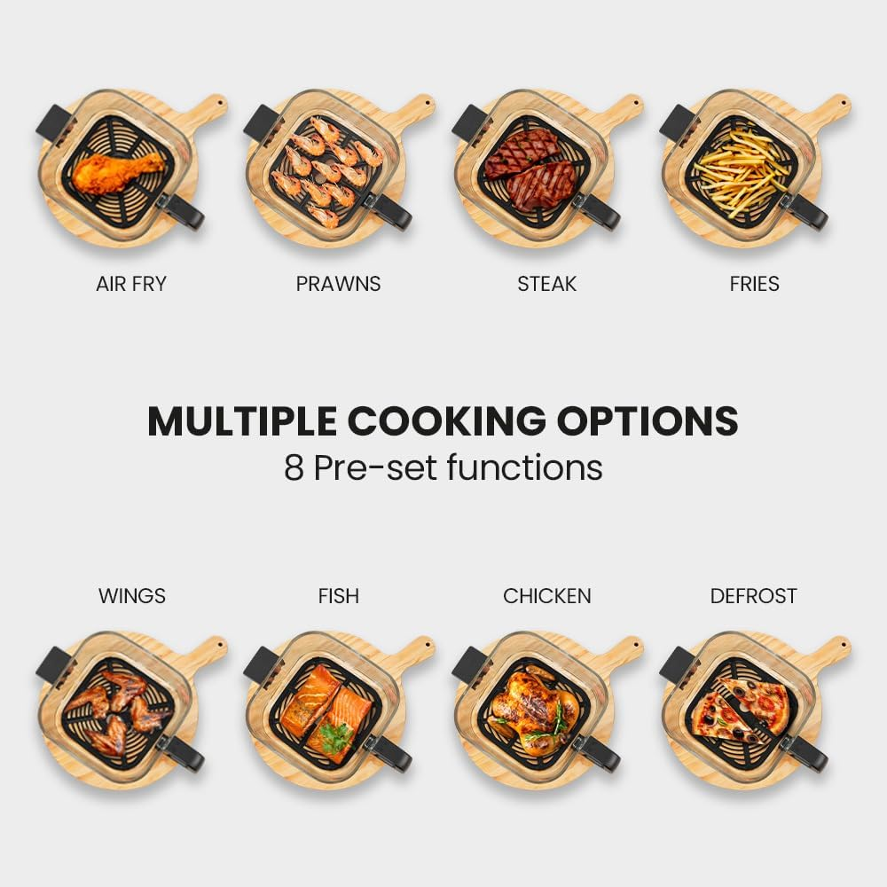 Eurochef 6.5L Air Fryer, Electric Digital Airfryer with Glass Container, Black image number 2