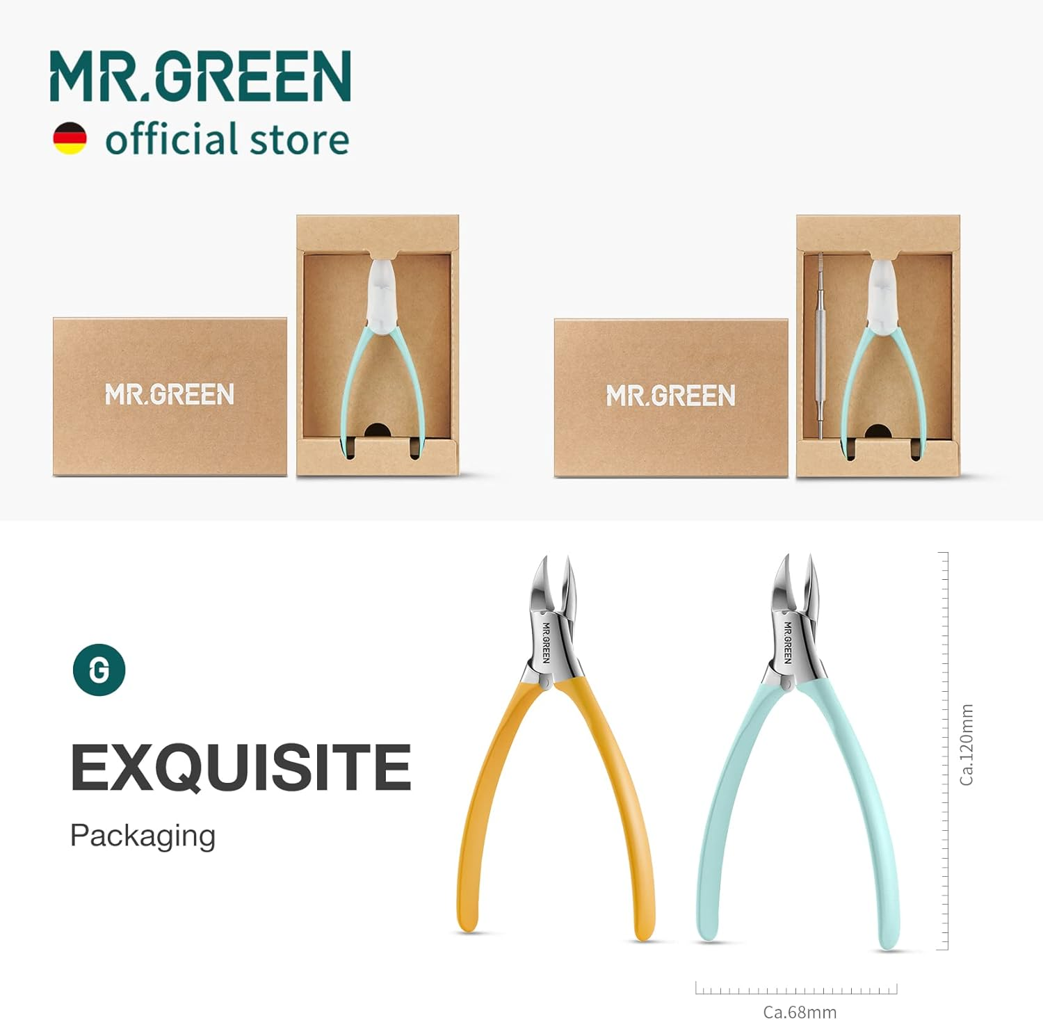 MR.GREEN Toenail Clippers Stainless Steel Ingrown Nail Cutter Thick and Hard Nails Pedicure Manicure Tools (Orange+Nail Remover) image number 2